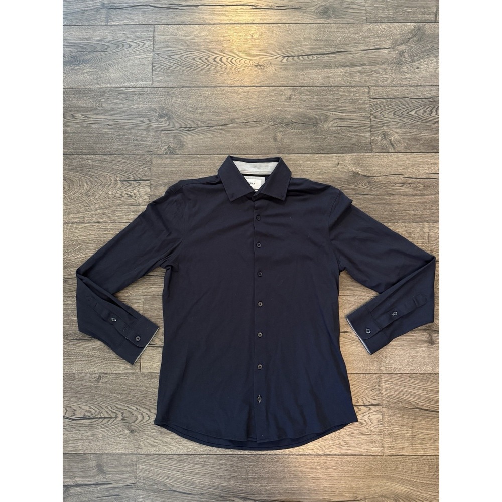 Brax Shirt Mens Small Blue Button Up Long Sleeve Hi Flex Preppy Casual Formal